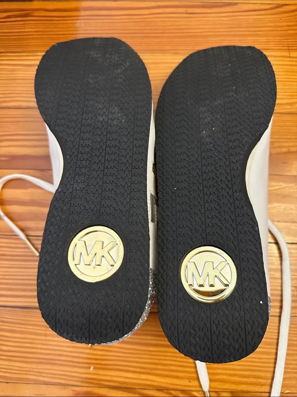 Michael Kors White and Gold Low-Top Sneakers
